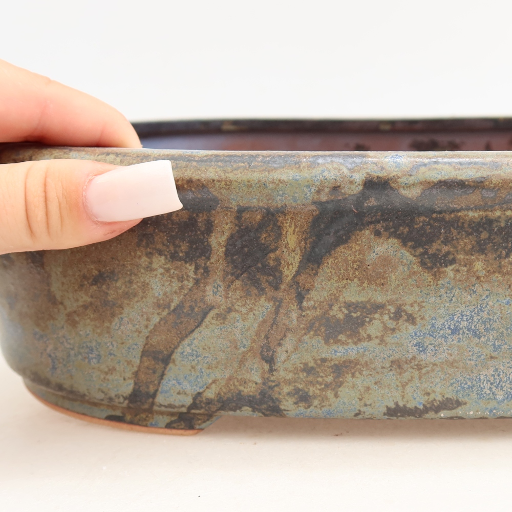 Keramik-Bonsai-Schale 31,5 x 24 x 8 cm, Farbe: braun-blau