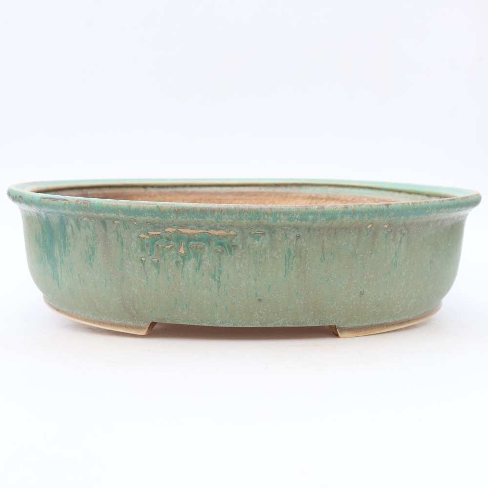Keramik-Bonsai-Schale, 31 × 27 × 7,5 cm, Farbe: grün