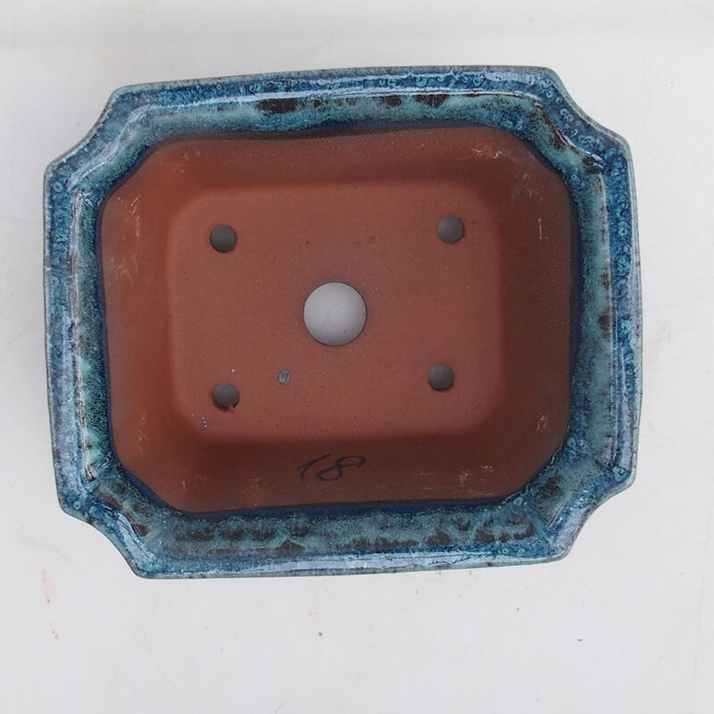 Bonsaischale 14 x 12 x 6 cm, Farbe blau-weiß