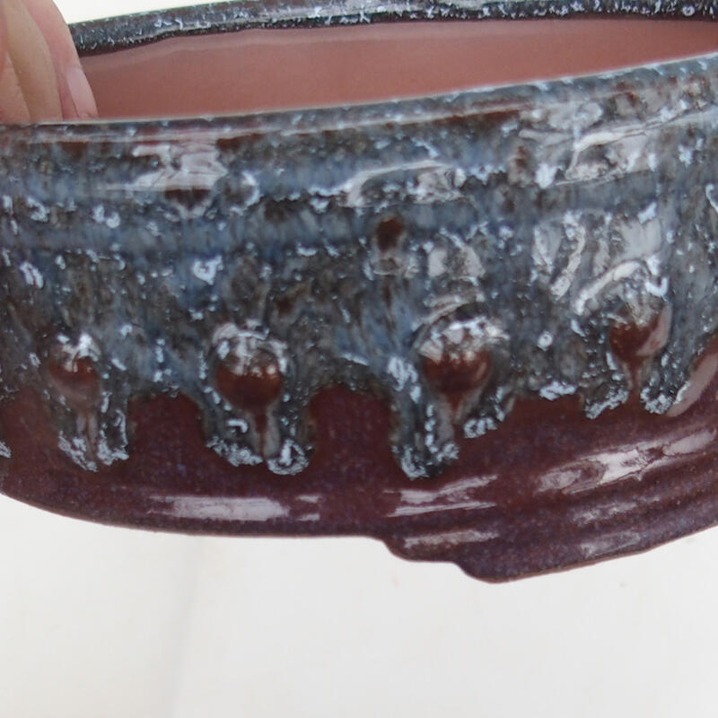 Bonsaischale 14 x 14 x 5,5 cm, Farbe weinrot-grau