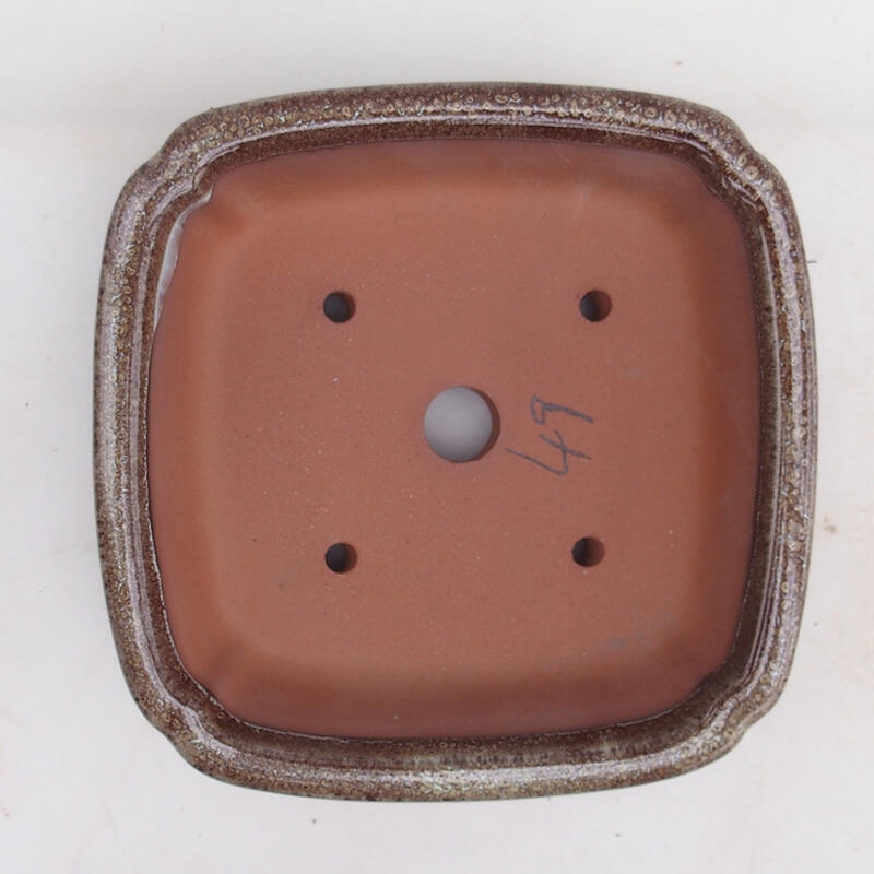 Bonsaischale 15 x 15 x 4,5 cm, Farbe weinrotbraun