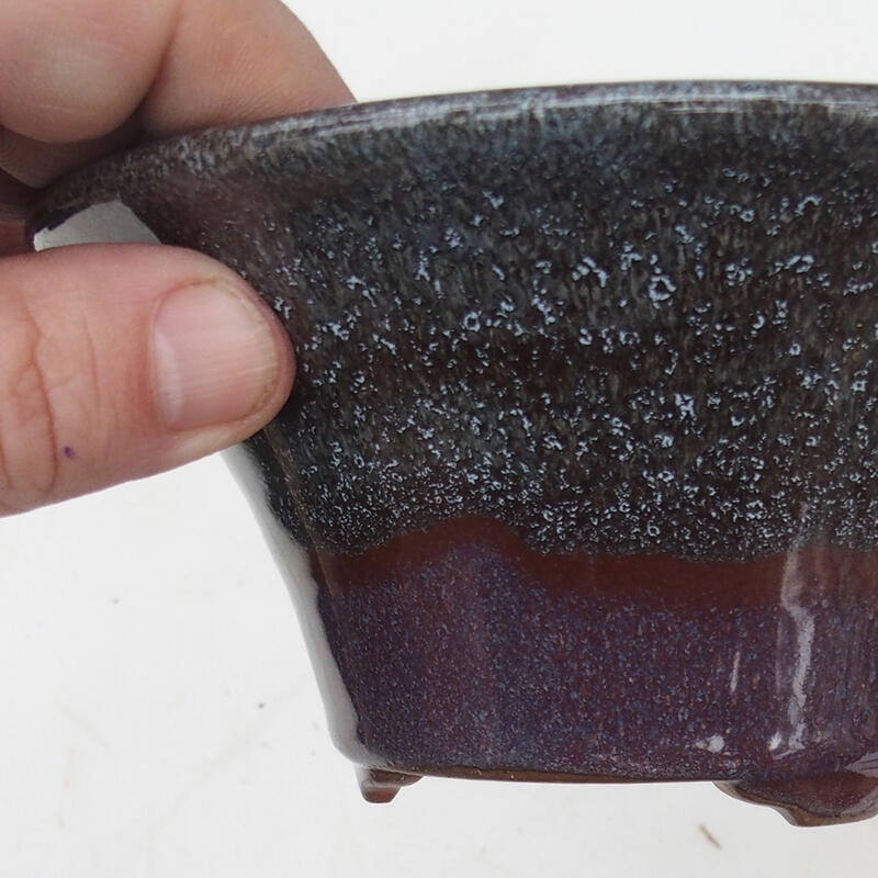 Bonsaischale 15 x 15 x 7 cm, Farbe weinrot-grau