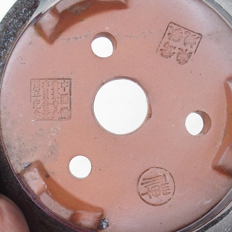 Bonsaischale 15 x 15 x 7 cm, Farbe weinrot-grau