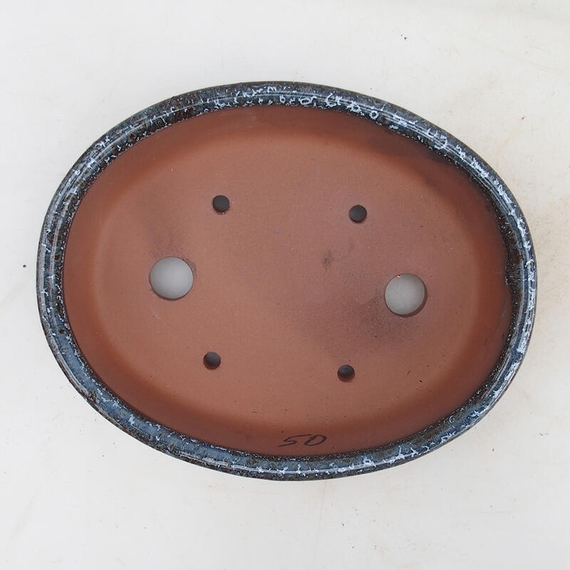 Bonsaischale 18,5 x 14,5 x 4,5 cm, Farbe burgunderrot-weiß