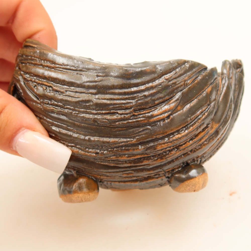 Keramikschale  10 x 9,5 x 7 cm, Farbe: braun-grün