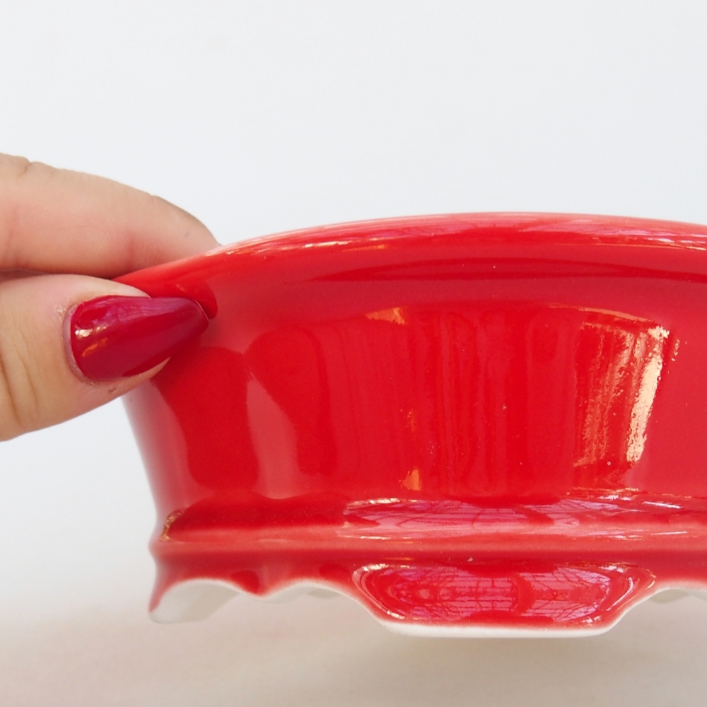 Bonsaischale aus Keramik 13 x 12 x 5 cm, Farbe rot