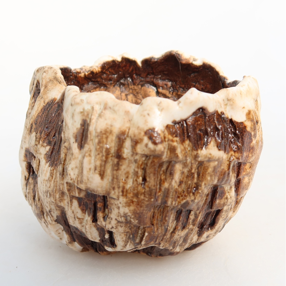 Keramikschale  7,5 x 7 x 6,5 cm, Farbe: weiß-braun