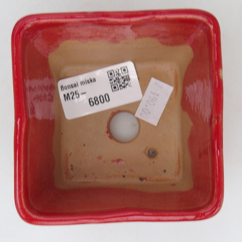 Bonsaischale aus Keramik 8,5 x 8,5 x 6 cm, Farbe rot