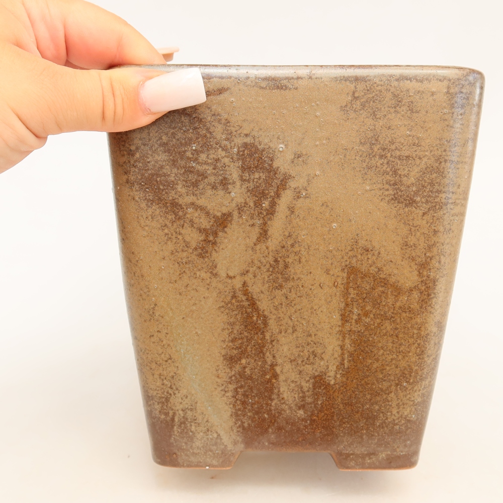 Bonsaischale aus Keramik 14 x 14 x 15 cm, braun