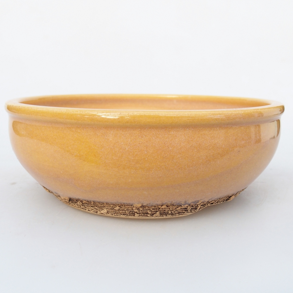 Bonsaischale aus Keramik 16,5 x 16,5 x 5,5 cm, Farbe braun-gelb