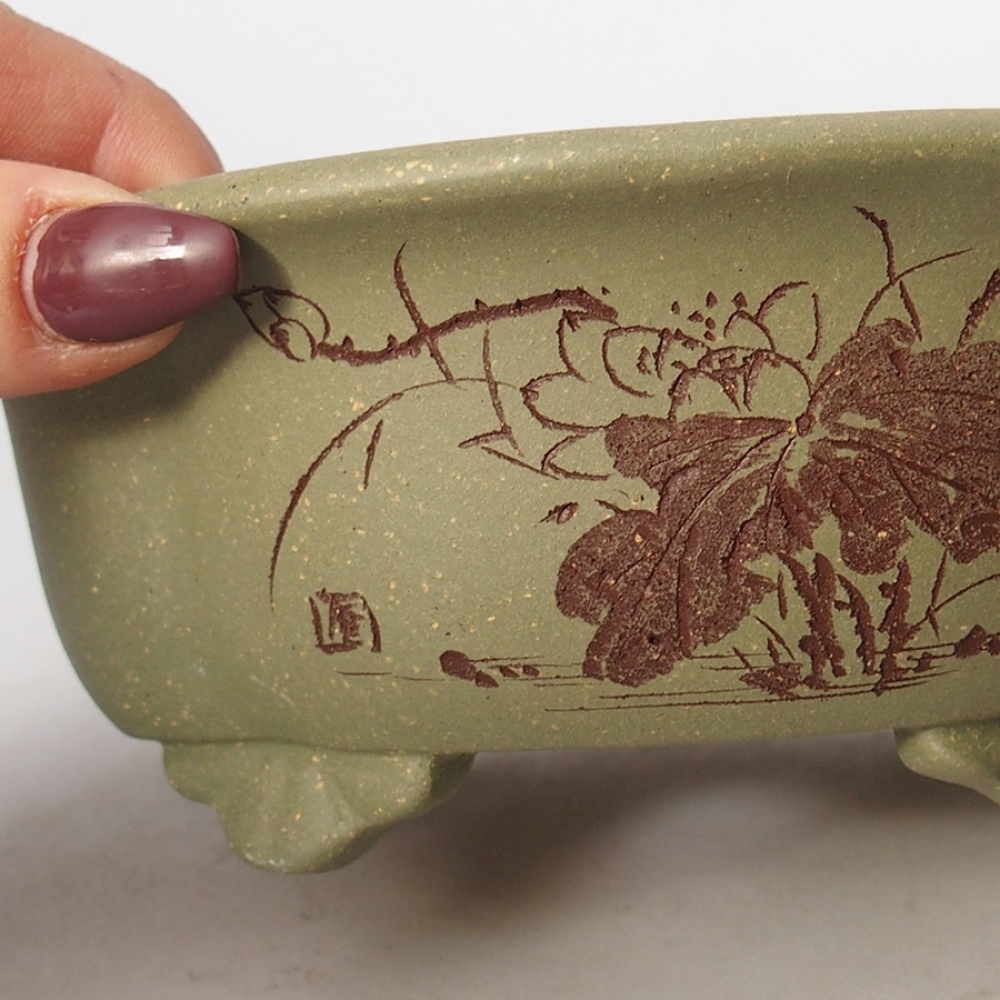 Bonsaischale aus Keramik 15,5 x 13 x 6 cm, grün