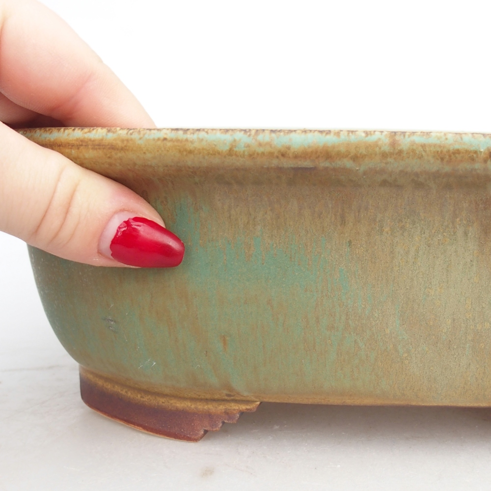 Bonsaischale aus Keramik 25,5 x 21,5 x 8 cm, grün