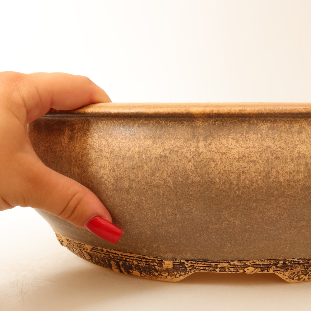 Keramik-Bonsai-Schale 32 x 32 x 10,5 cm, Farbe: braun – NUR PERSÖNLICHE ABHOLUNG oder Transport per Palette