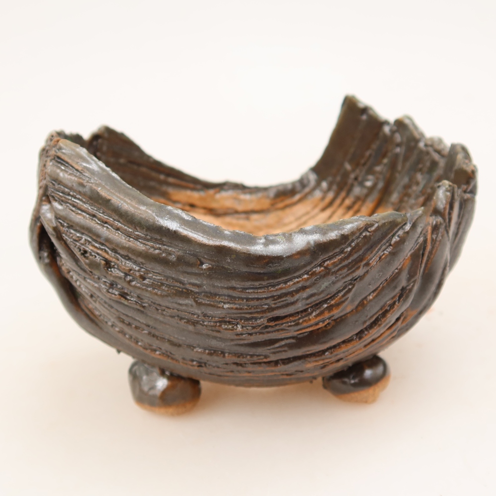 Keramikschale  10 x 9,5 x 7 cm, Farbe: braun-grün