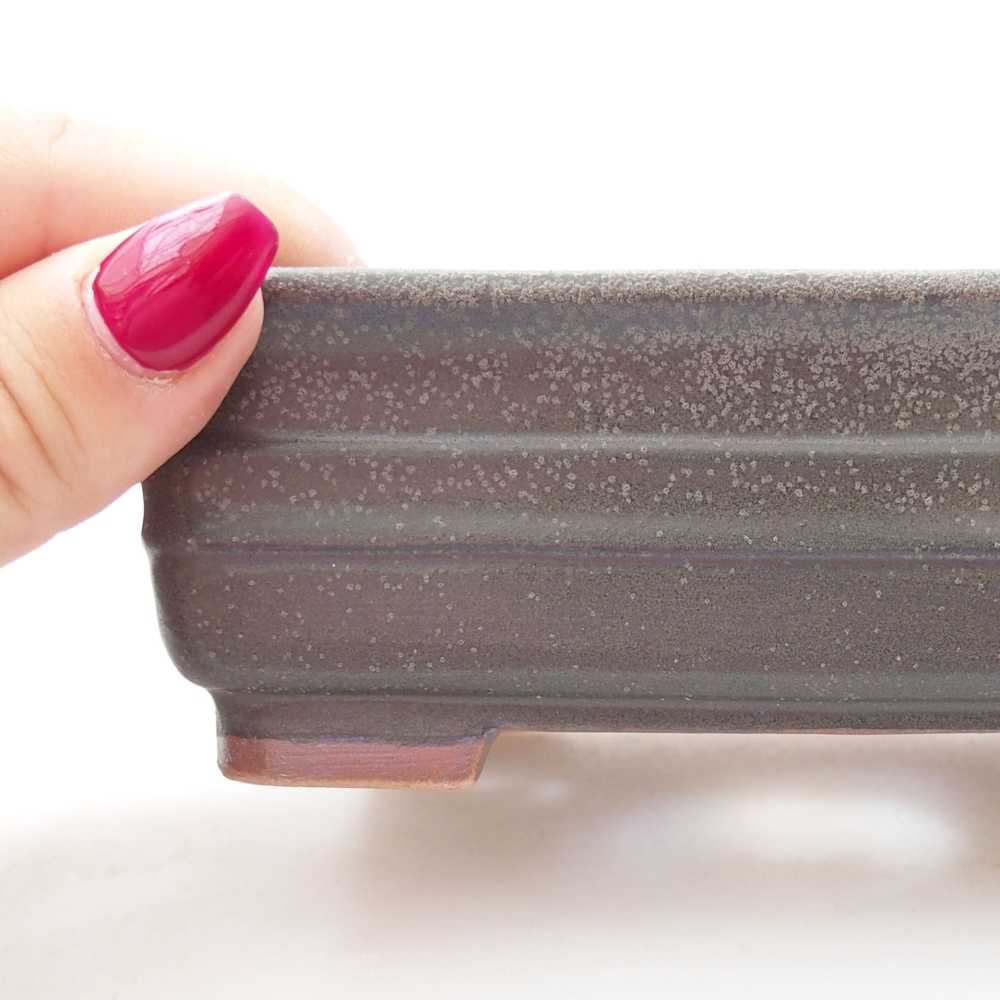 Bonsaischale aus Keramik 13,5 x 9,5 x 4,5 cm, grau