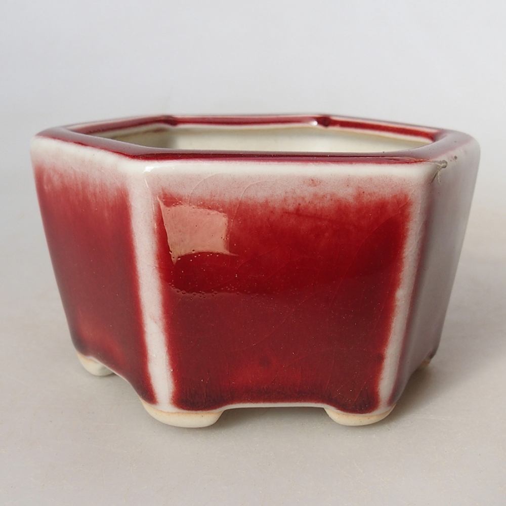 Bonsaischale aus Keramik 9 x 8 x 5 cm, Farbe rot