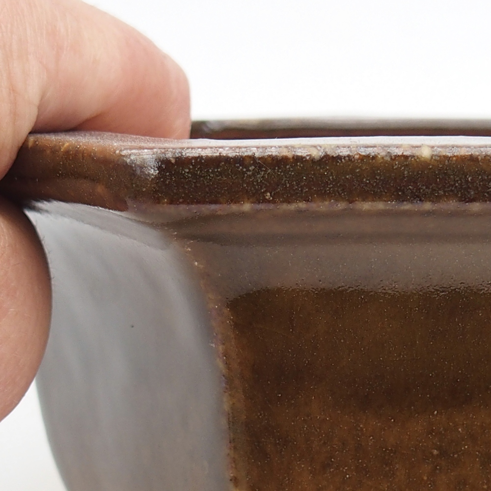 Bonsaischale aus Keramik 18 x 16 x 9 cm, Farbe braun-grün