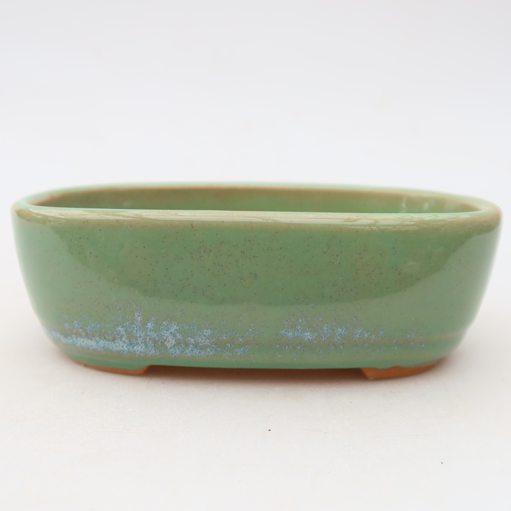 Keramik-Bonsai-Schale, 13 x 8,5 x 4 cm, Farbe: grün