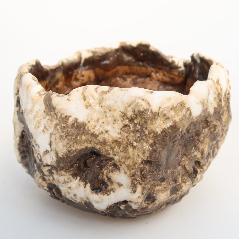 Keramikschale  7,5 x 7 x 5 cm, Farbe: weiß-braun