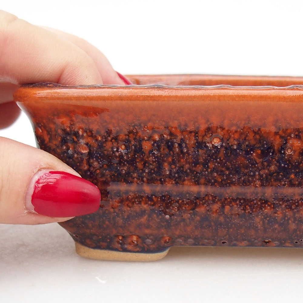 Bonsaischale aus Keramik 13,5 x 10 x 4,5 cm, orange