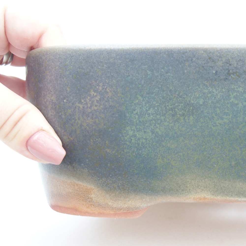 Bonsaischale aus Keramik 23,5 x 19 x 7,5 cm, Farbe braun-grün