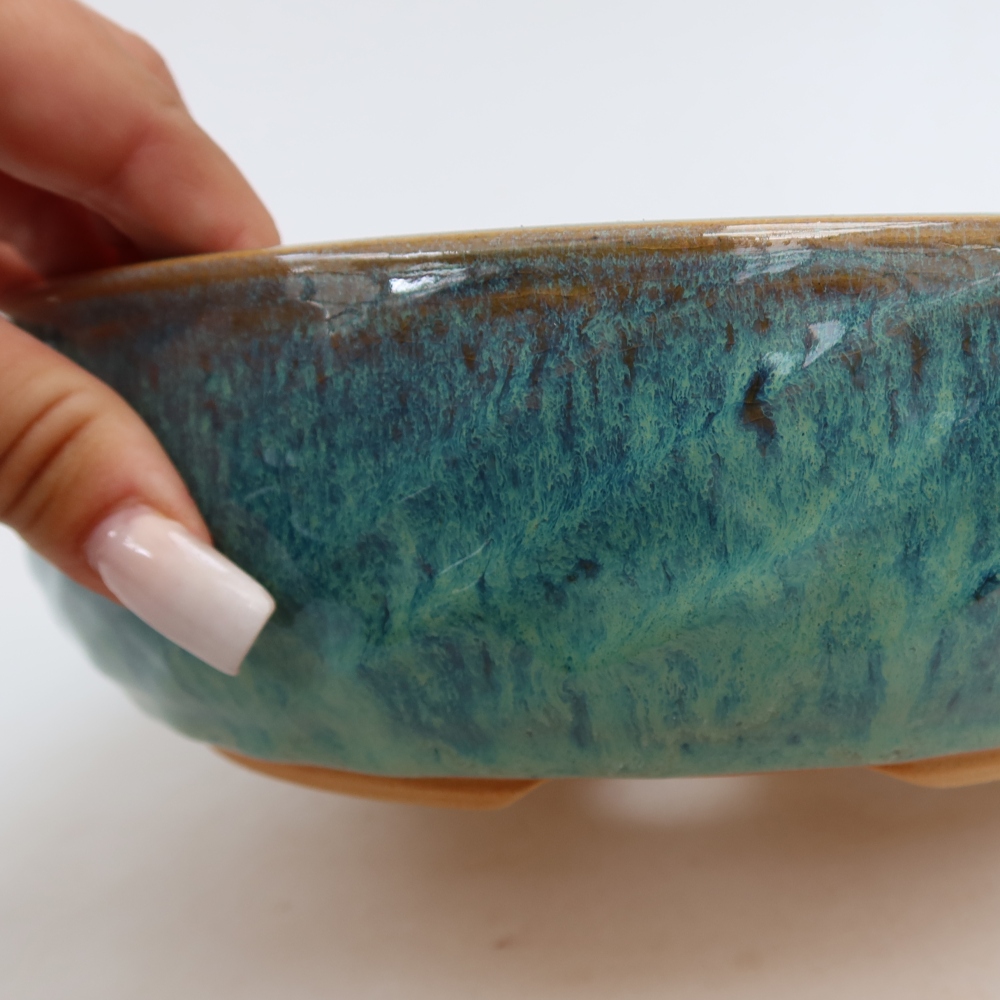 Keramik-Bonsai-Schale 22,5 x 22,5 x 7 cm, Farbe: Blau