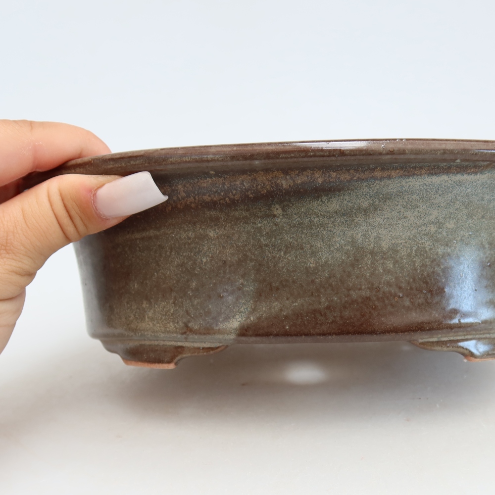 Keramik-Bonsai-Schale, 22 x 17,5 x 6,5 cm, Farbe: Braun