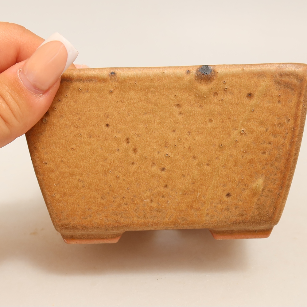 Keramik-Bonsai-Schale, 10,5 × 10,5 × 6,5 cm, Farbe: Beige