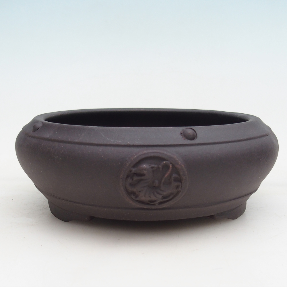 Bonsaischale aus Keramik 15,5 x 15,5 x 5 cm, Farbe schwarz