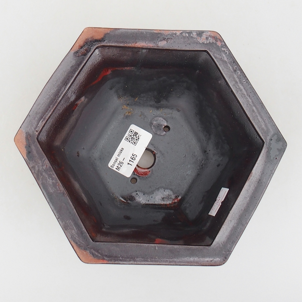 Bonsaischale aus Keramik 18 x 16 x 9 cm, Farbe schwarz-rot