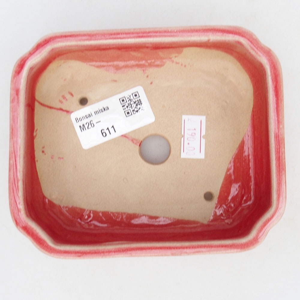 Bonsaischale aus Keramik 12 x 10,5 x 4 cm, Farbe rot
