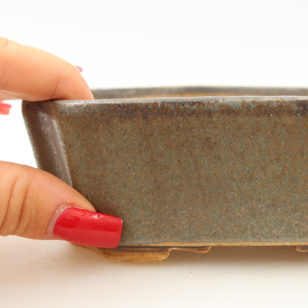 Keramik-Bonsai-Schale, 14 x 11,5 x 4,5 cm, Farbe: grün