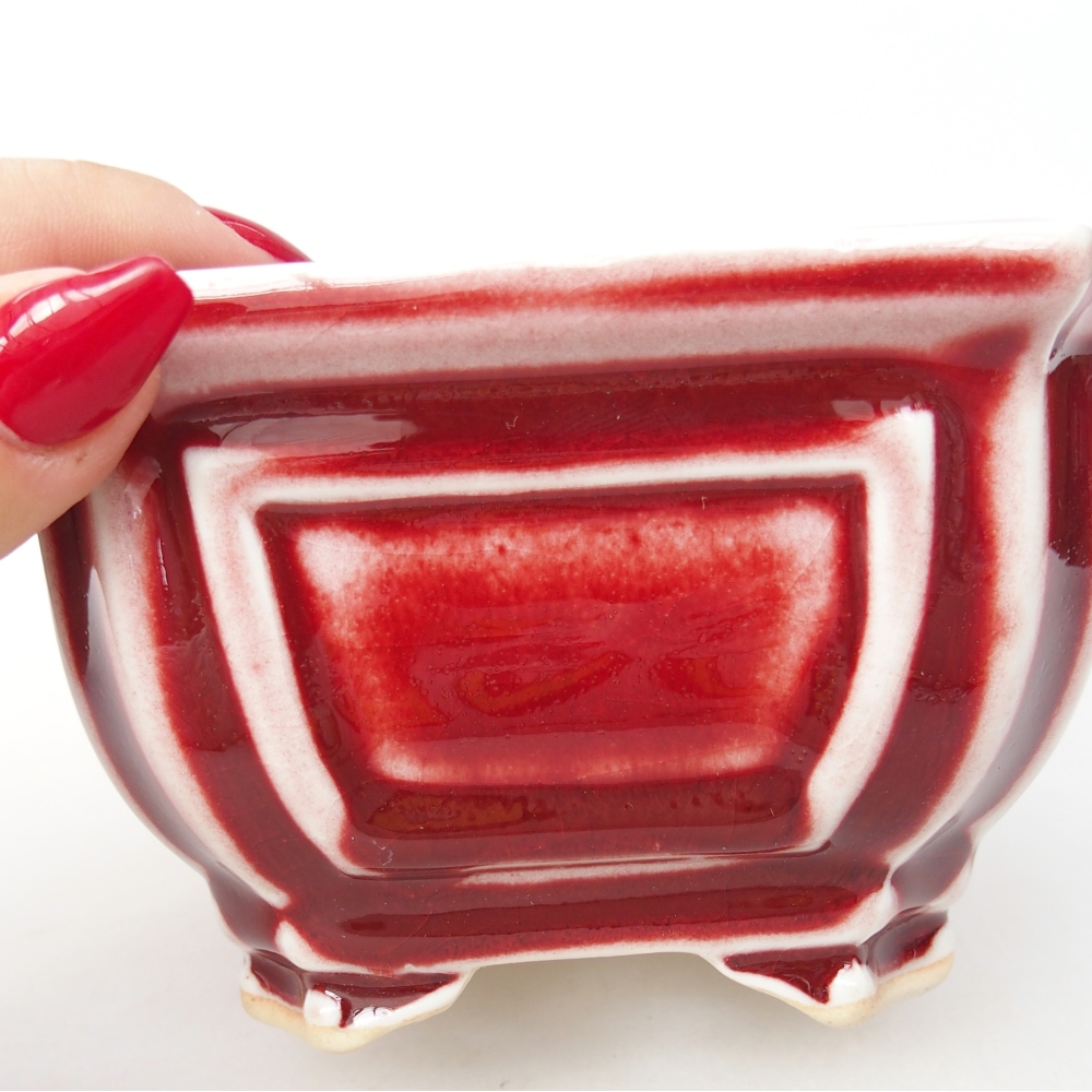 Bonsaischale aus Keramik 11 x 11 x 7 cm, Farbe rot