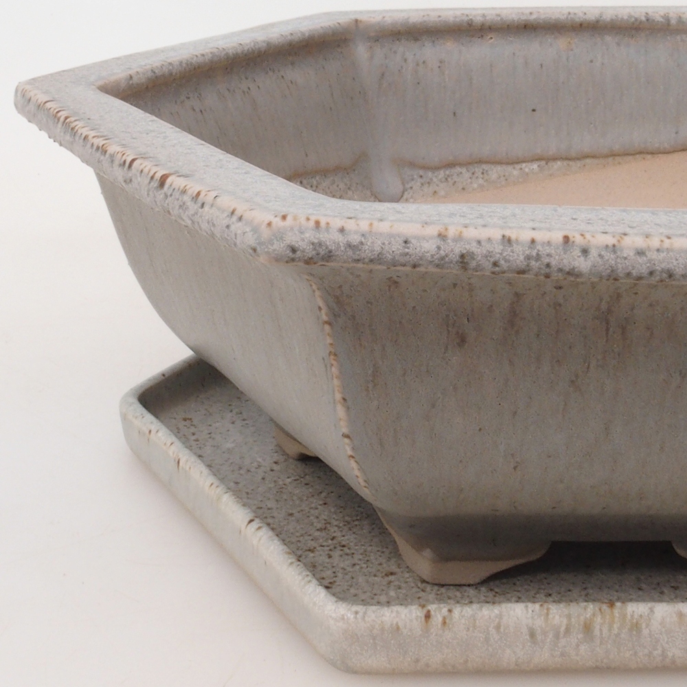 Bonsaischale + Untertasse H53 - 19 x 21,5 x 7 cm - beige