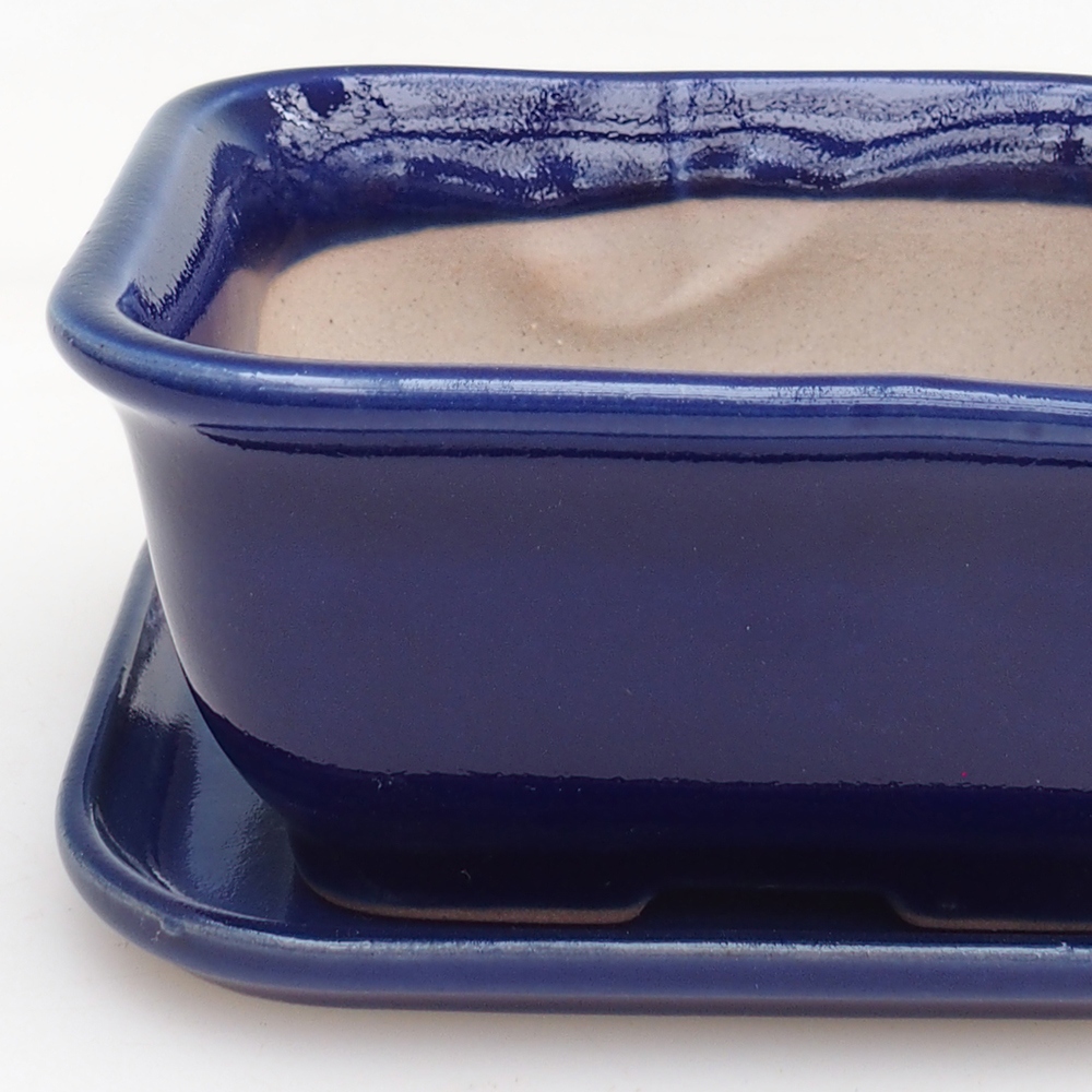 Bonsaischale + Untertasse H11 - 11,5 x 10 x 4 cm - grün