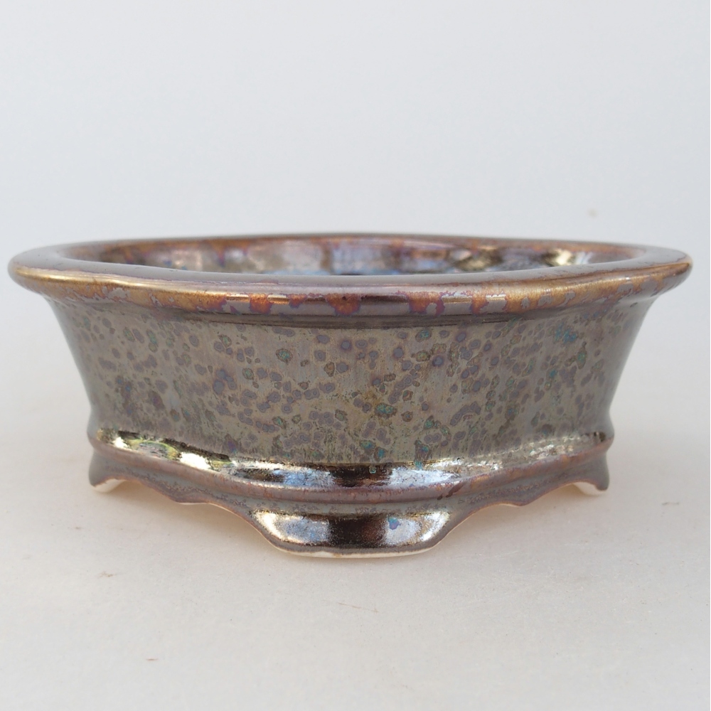 Bonsaischale aus Keramik 13 x 12 x 5 cm, goldfarben