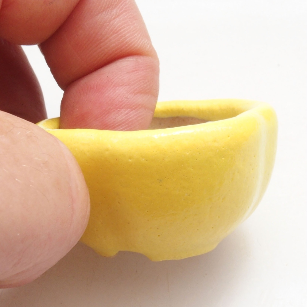 Bonsaischale aus Keramik 4 x 4 x 2 cm, gelb