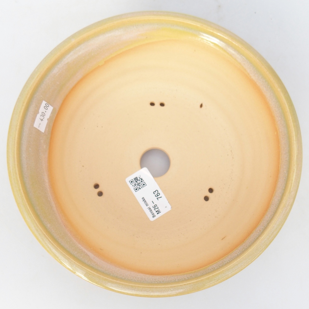 Bonsaischale aus Keramik 20,5 x 20,5 x 7 cm, gelb-grün