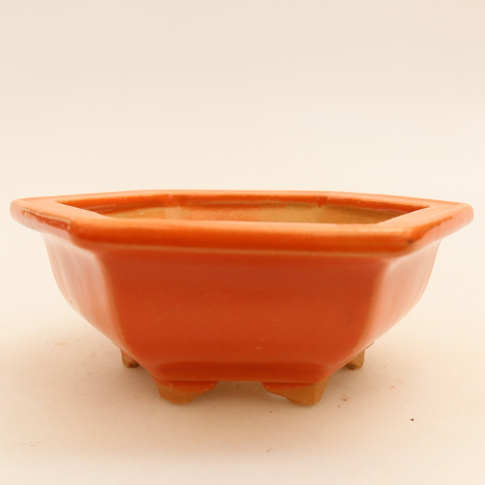 Keramik-Bonsai-Schale, 12 x 10,5 x 4 cm, Farbe: Orange