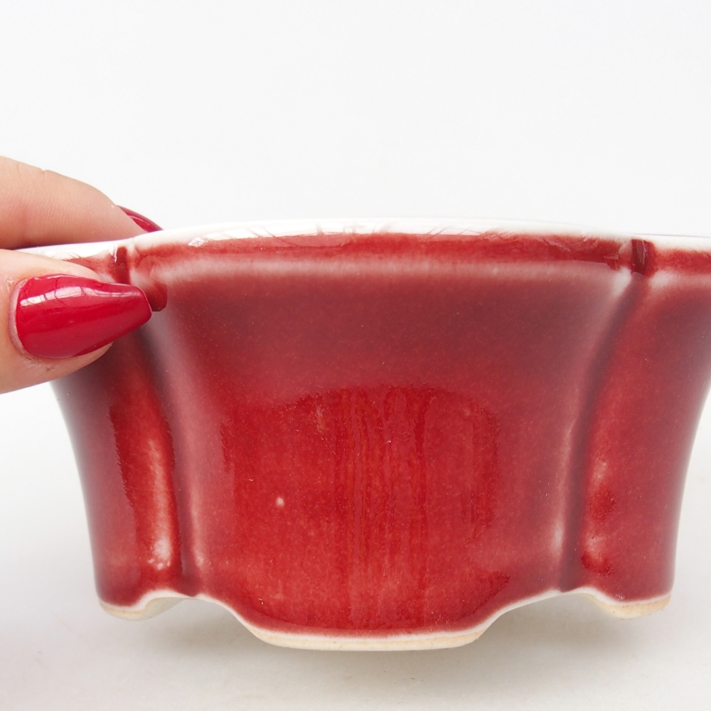 Bonsaischale aus Keramik 12,5 x 10 x 5,5 cm, Farbe rot