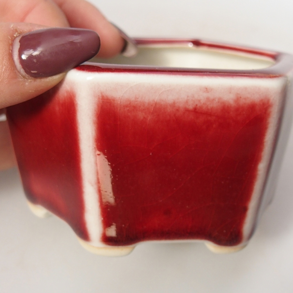 Bonsaischale aus Keramik 9 x 8 x 5 cm, Farbe rot