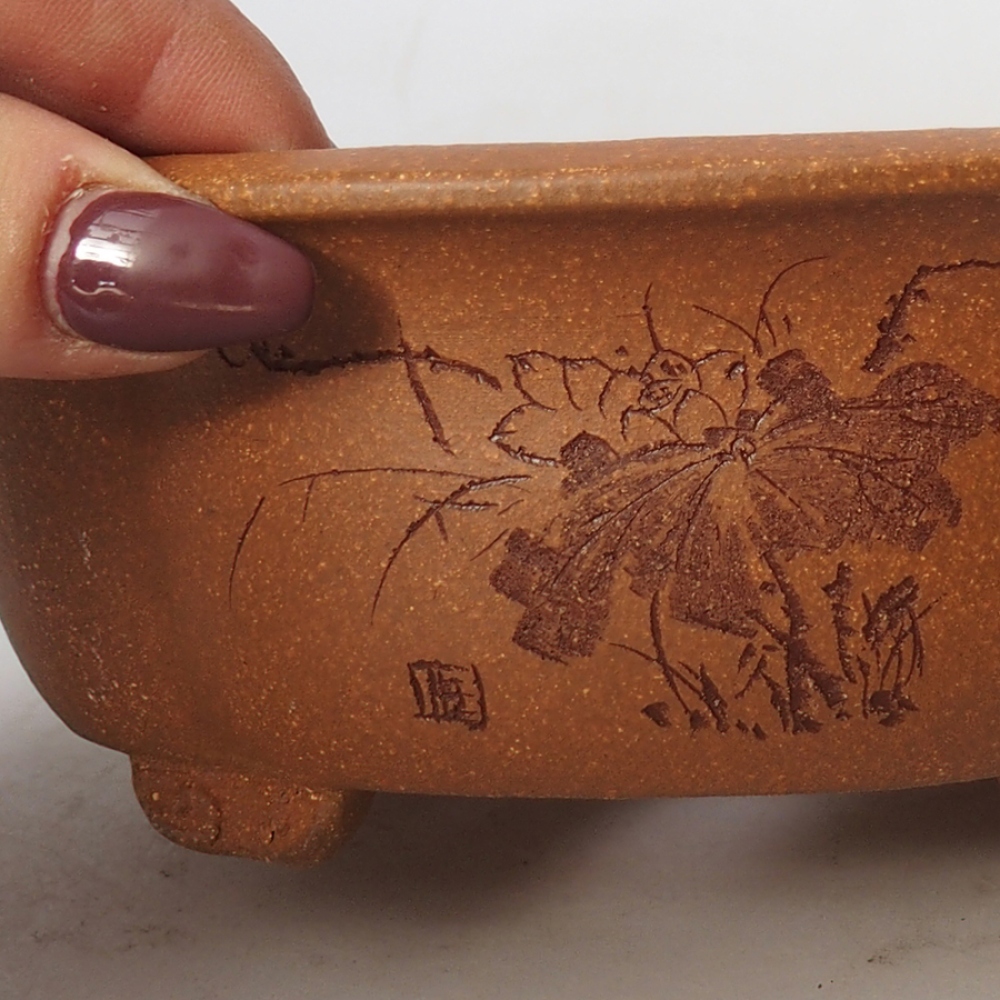 Bonsaischale aus Keramik 15,5 x 13 x 6 cm, braun