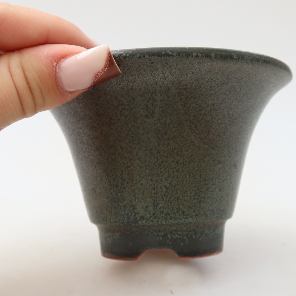 Keramik-Bonsai-Schale, 10,5 × 10,5 × 7 cm, Farbe: Grau