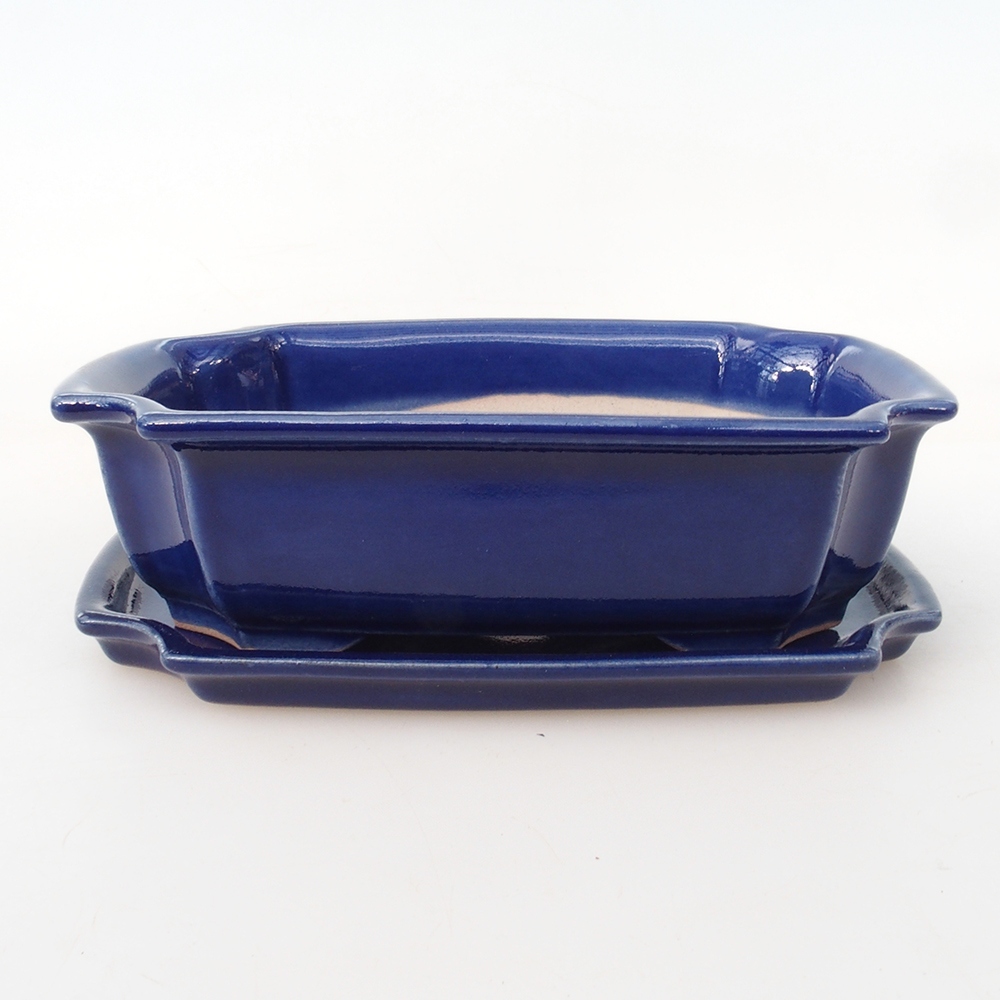Bonsaischale + Untertasse H17 - 15 x 10 x 4 cm - blau