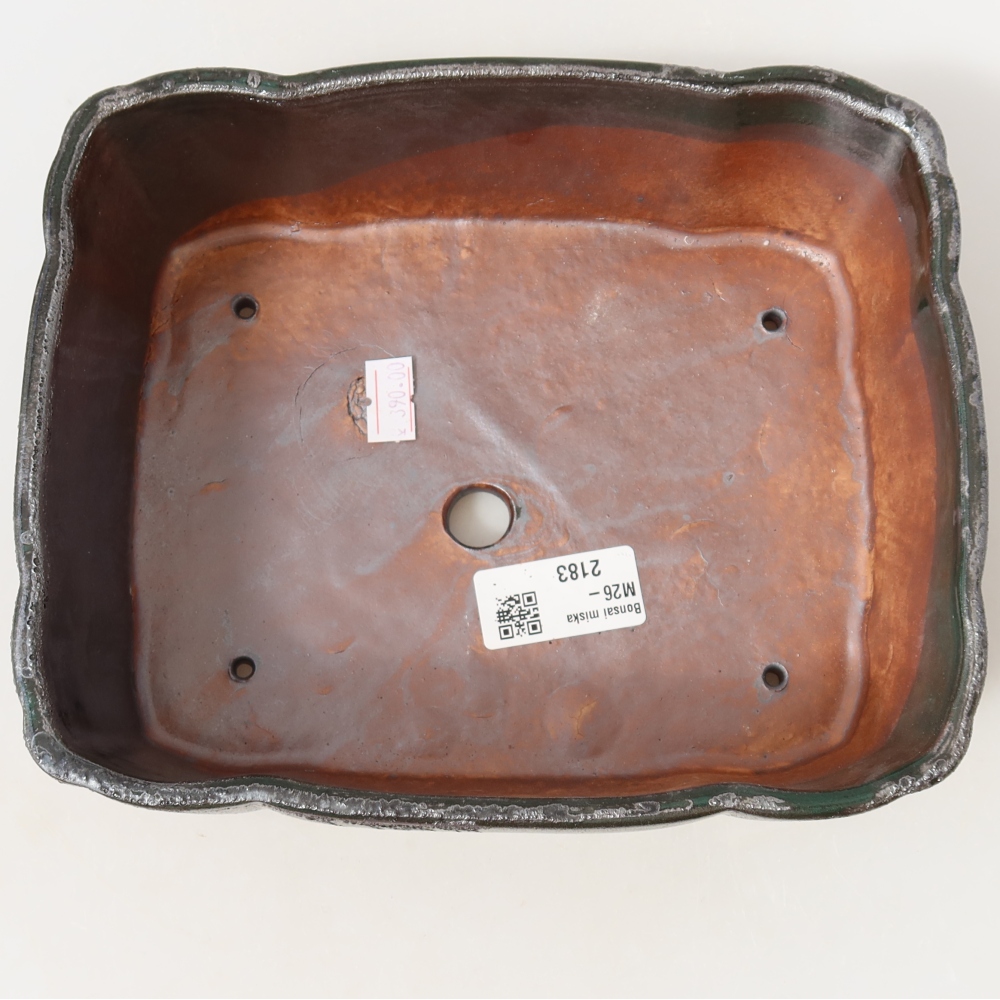 Keramik-Bonsai-Schale 20,5 x 17,5 x 7 cm, Farbe: metallisch-grün