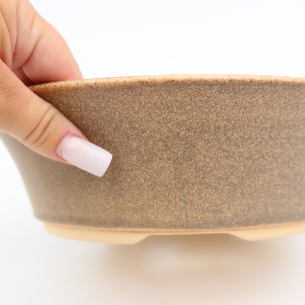 Keramik-Bonsai-Schale, 25,5 x 25,5 x 7,5 cm, Farbe: Braun
