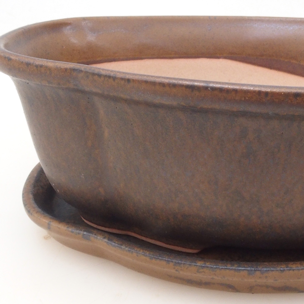 Bonsaischale + Untertasse H75 - braun