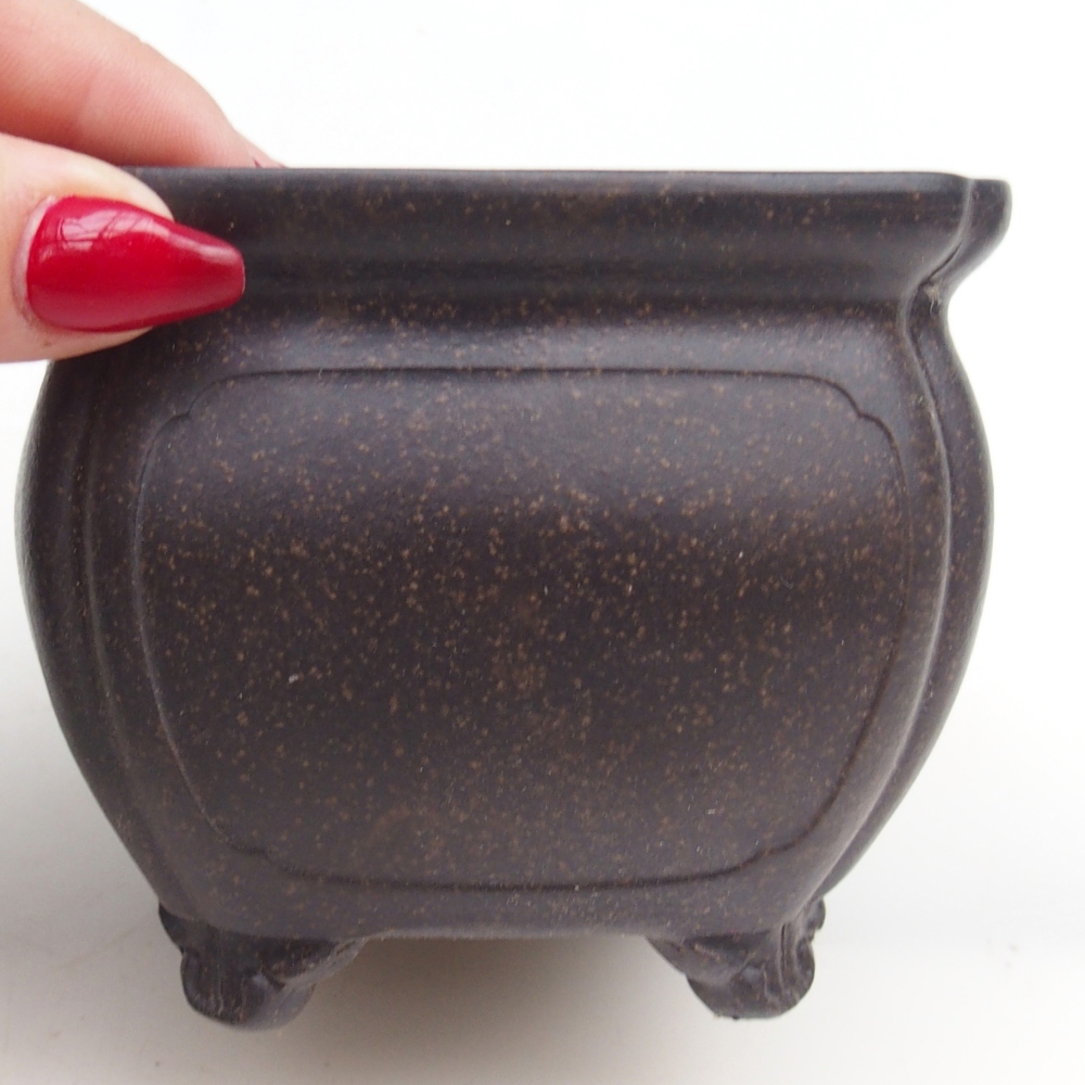 Bonsaischale aus Keramik 10 x 10 x 8 cm, bräunlich ocker