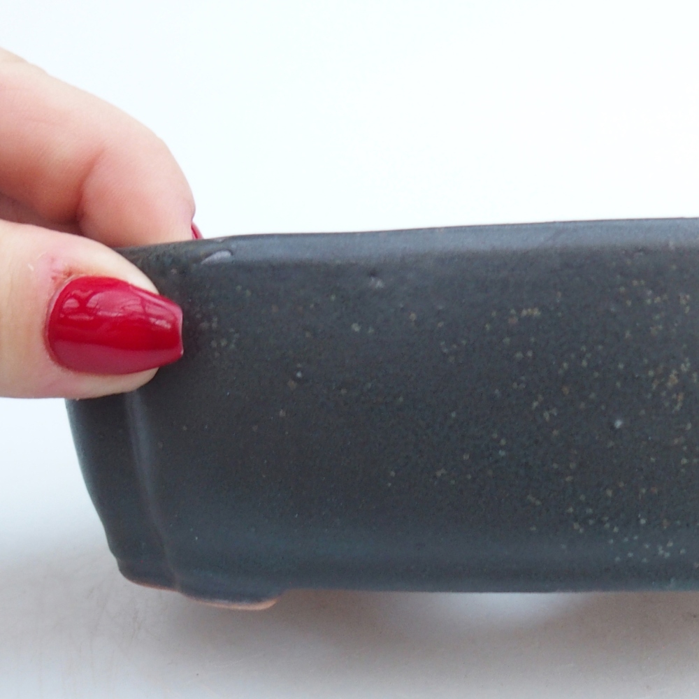 Bonsaischale aus Keramik 12,5 x 9,5 x 4,5 cm, grau