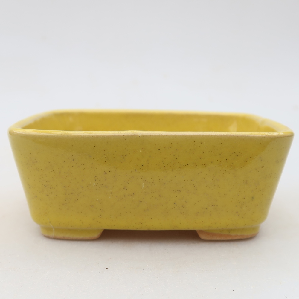 Keramik-Bonsai-Schale, 10,5 x 8,5 x 4 cm, Farbe: Gelb